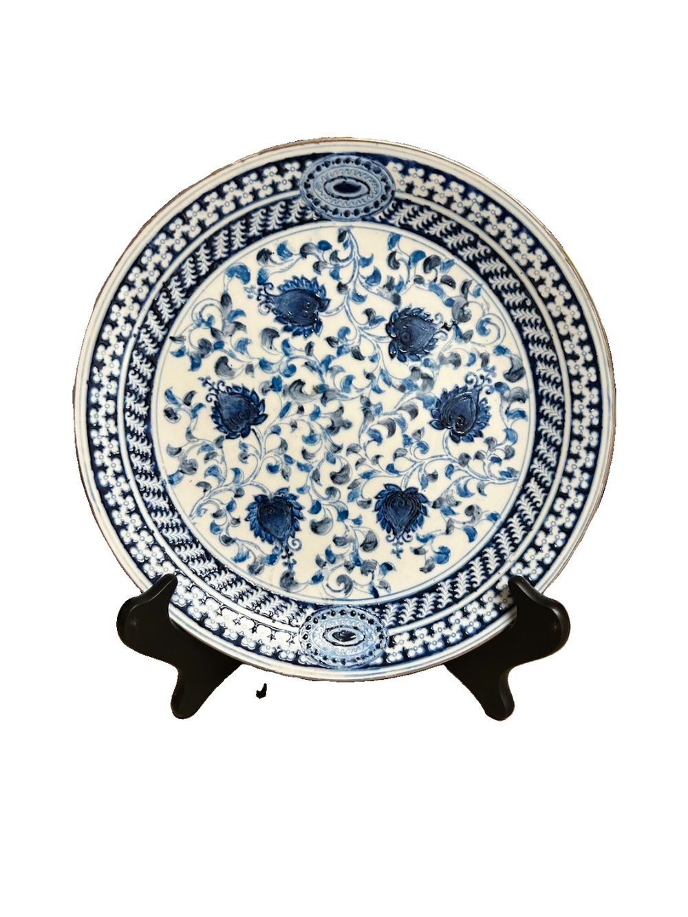 Vintage Decorative Plate Blue White Oriental Accents Co. 10” Grandmillenial